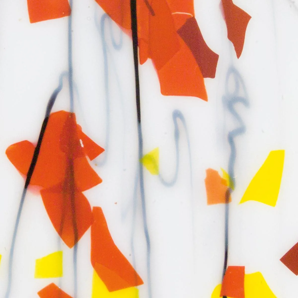 AUTUMN: Orange, Yellow and Red on White Lacy White Base Collage, Single-rolled, 3 mm, Fusible