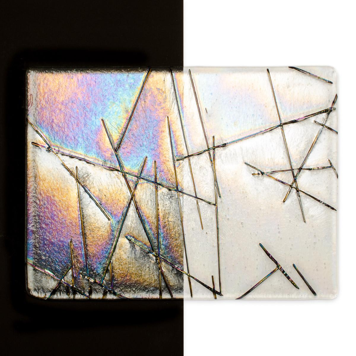 Black Chopstix Clear Base Collage, Double-rolled, Iridescent, rainbow, 3 mm, Fusible - Image 2