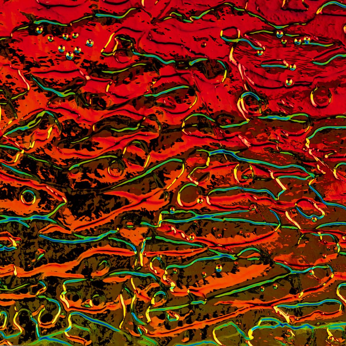 Black, Dichroic, Rainbow Opalescent, Granite Texture, 3 mm, Fusible, 3 x 3 in. - Image 2