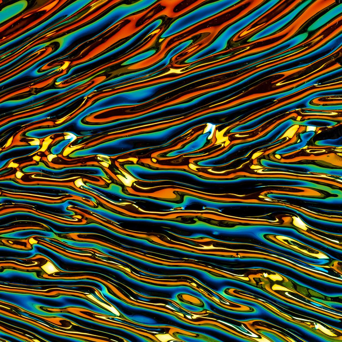 Black, Dichroic, Rainbow Opalescent, Herringbone, 3 mm, Fusible, 3 x 3 in. - Image 2