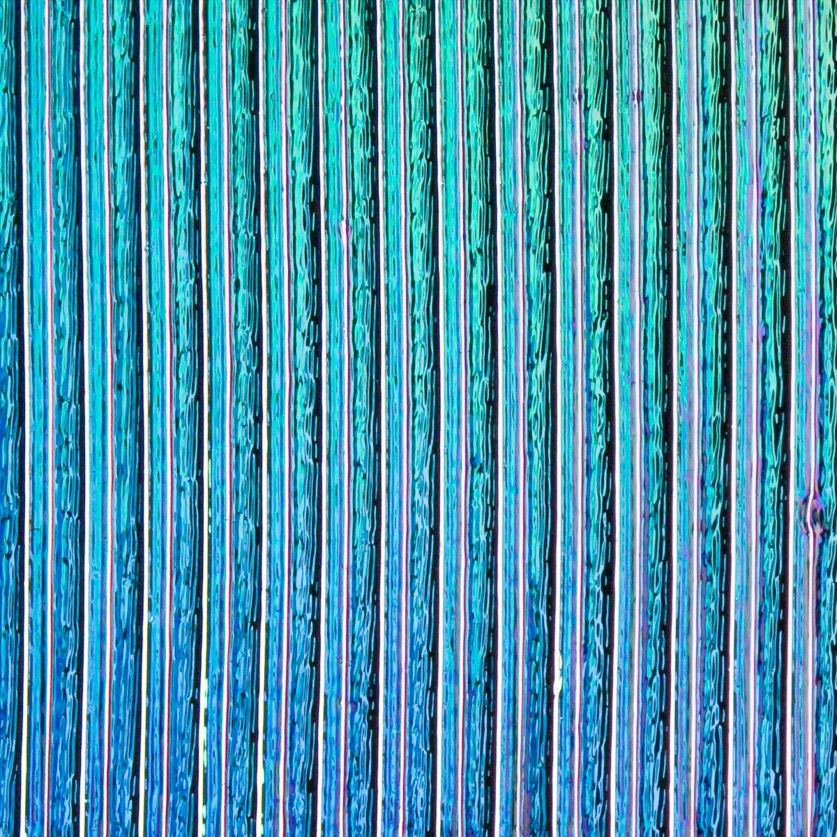 Black, Dichroic, Rainbow Opalescent, Prismatic Texture, 3 mm, Fusible, 3 x 3 in.