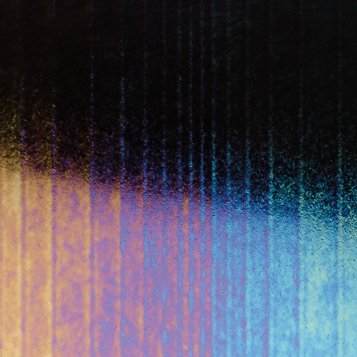 Black Opalescent, Accordion Texture, Iridescent, rainbow, 3 mm, Color Sample, 2 x 2 in.