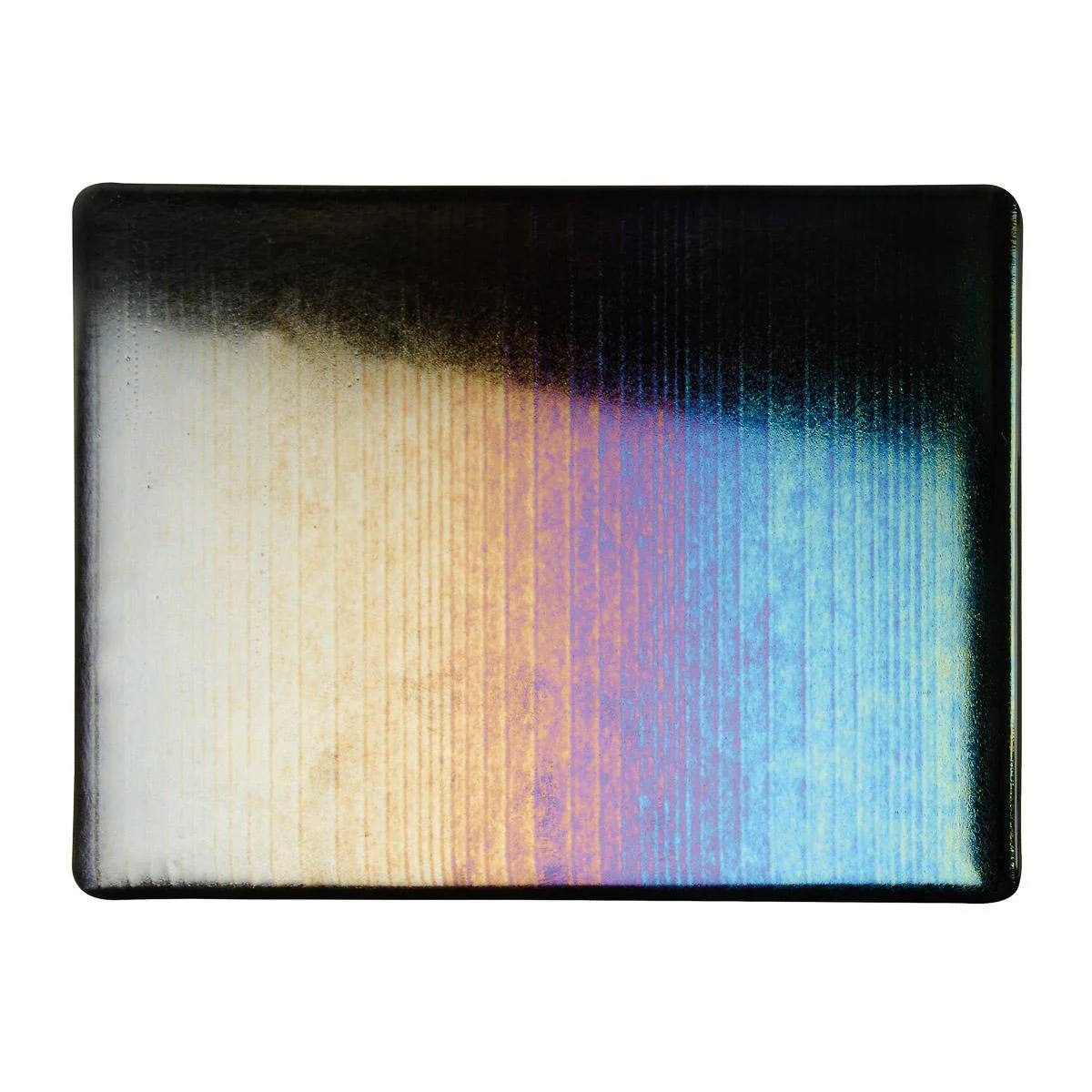 Black Opalescent, Accordion Texture, Iridescent, rainbow, 3 mm, Fusible - Image 2