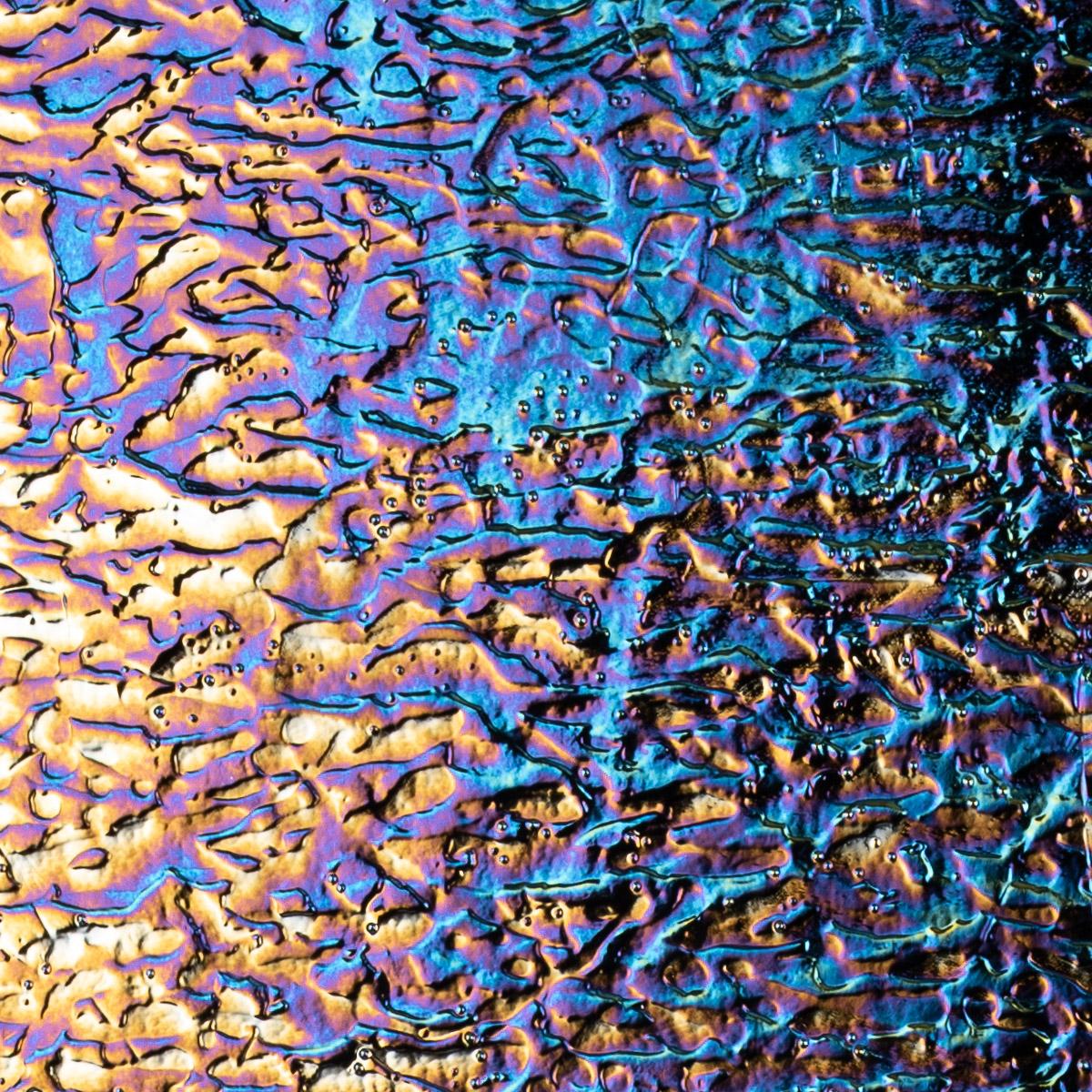Black Opalescent, Granite Texture, Iridescent, rainbow, 3 mm, Color Sample, 2 x 2 in.
