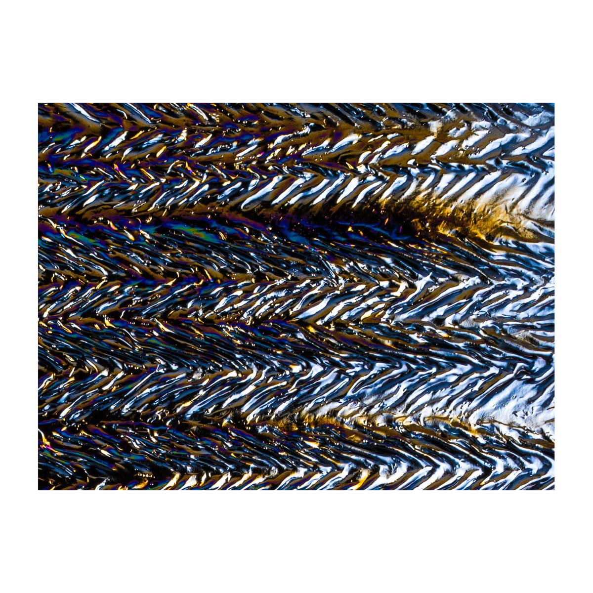 Black Opalescent, Herringbone, Rainbow Iridescent, 3 mm, Fusible - Image 2