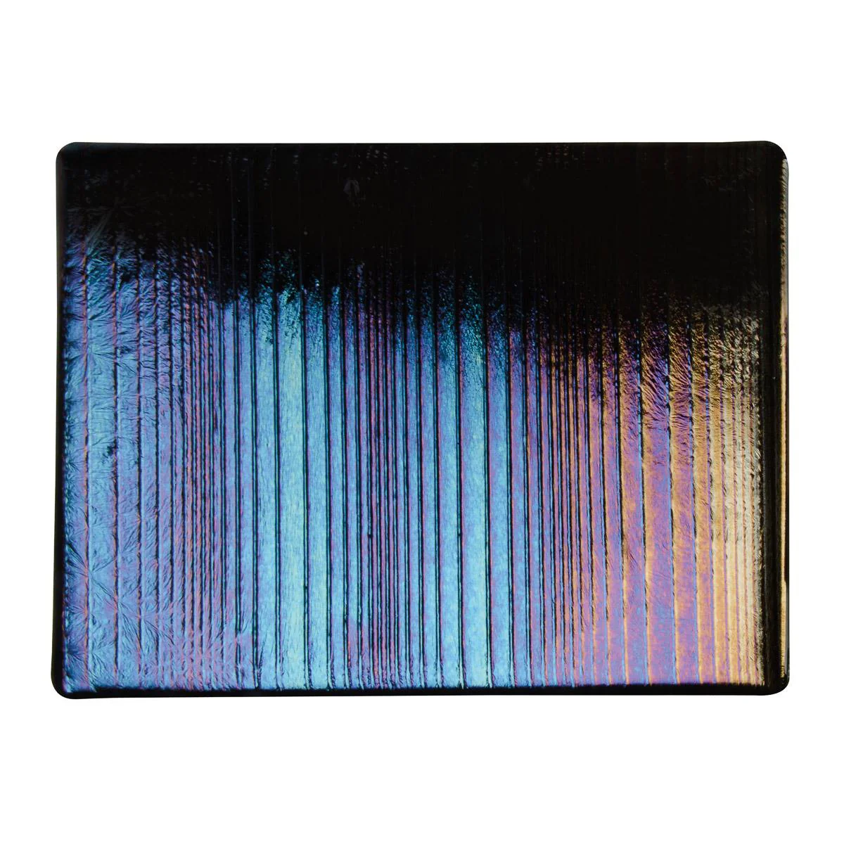 Black Opalescent, Thin, Accordion Texture, Iridescent, rainbow, 2 mm, Fusible - Image 2
