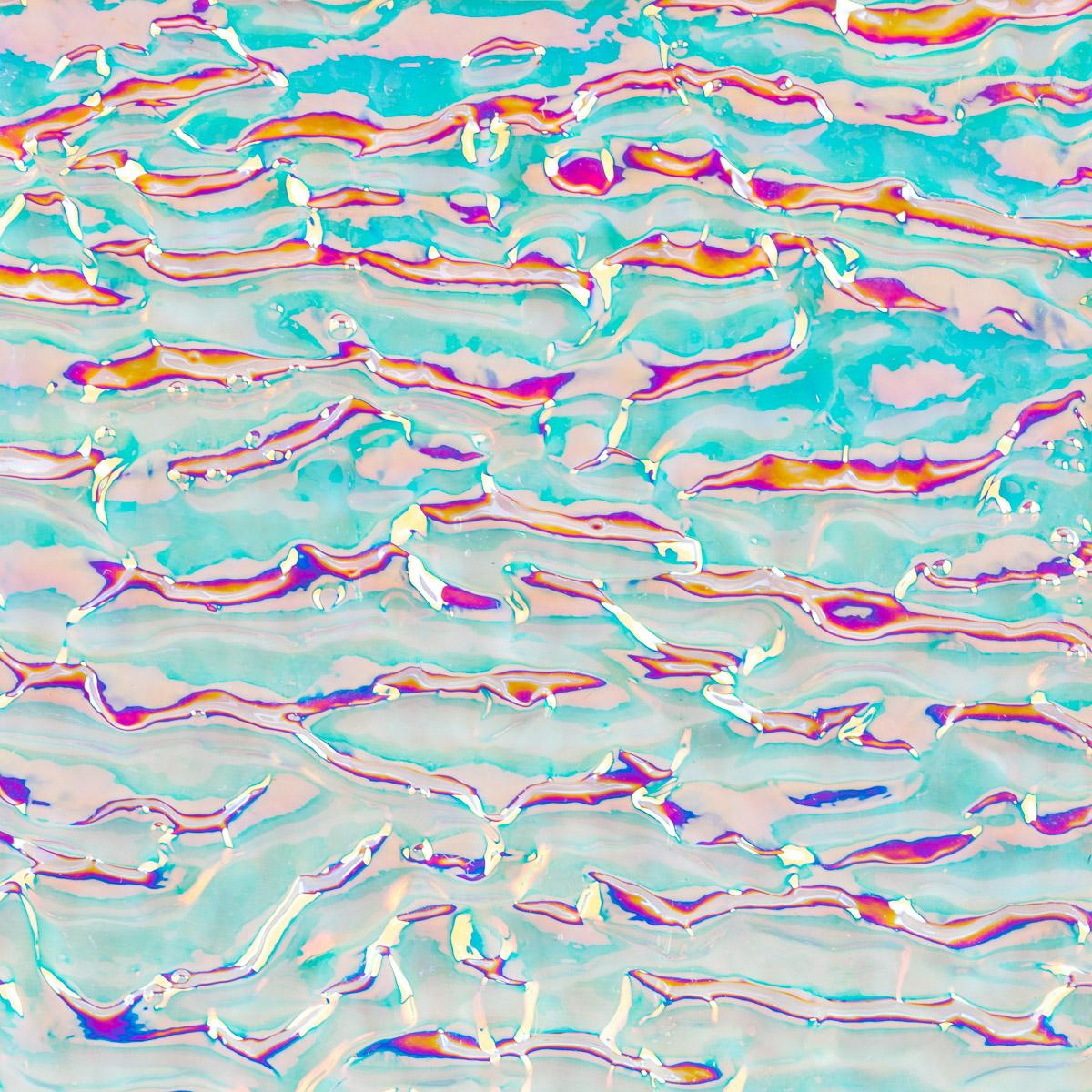 Clear, Dichroic, Rainbow Transparent, Ripple, 3 mm, Fusible, 3 x 3 in. - Image 2