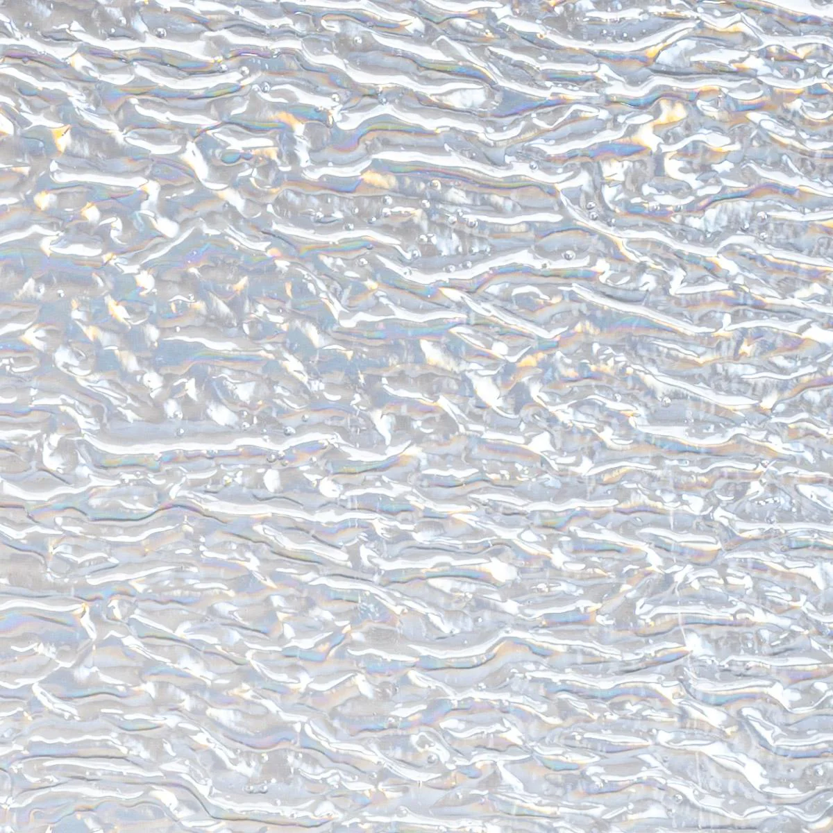 Clear Transparent, Ripple, Rainbow Iridescent, 3 mm, Fusible