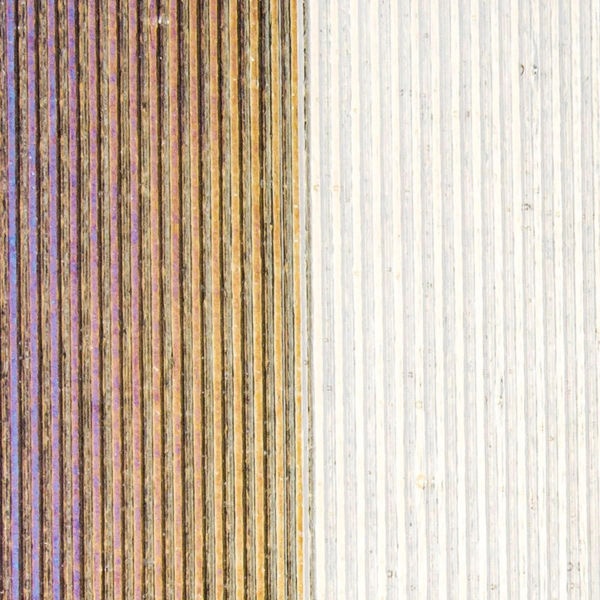 Clear Transparent, Thin, Reeded Texture, Iridescent, rainbow, 2 mm, Color Sample, 2 x 2 in.