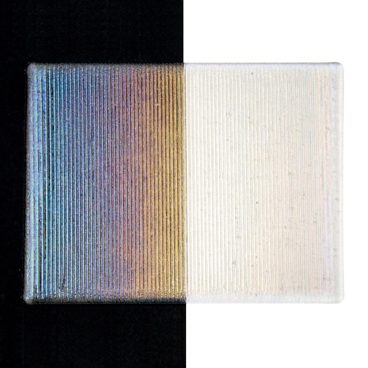 Clear Transparent, Thin, Reeded Texture, Iridescent, rainbow, 2 mm, Fusible - Image 2