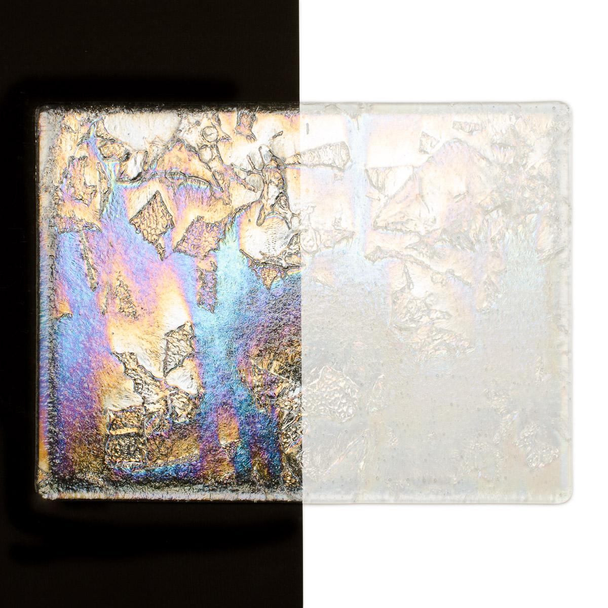 Clear with Clear Fractures Clear Base Collage, Double-rolled, Iridescent, rainbow, 3 mm, Fusible - Image 2