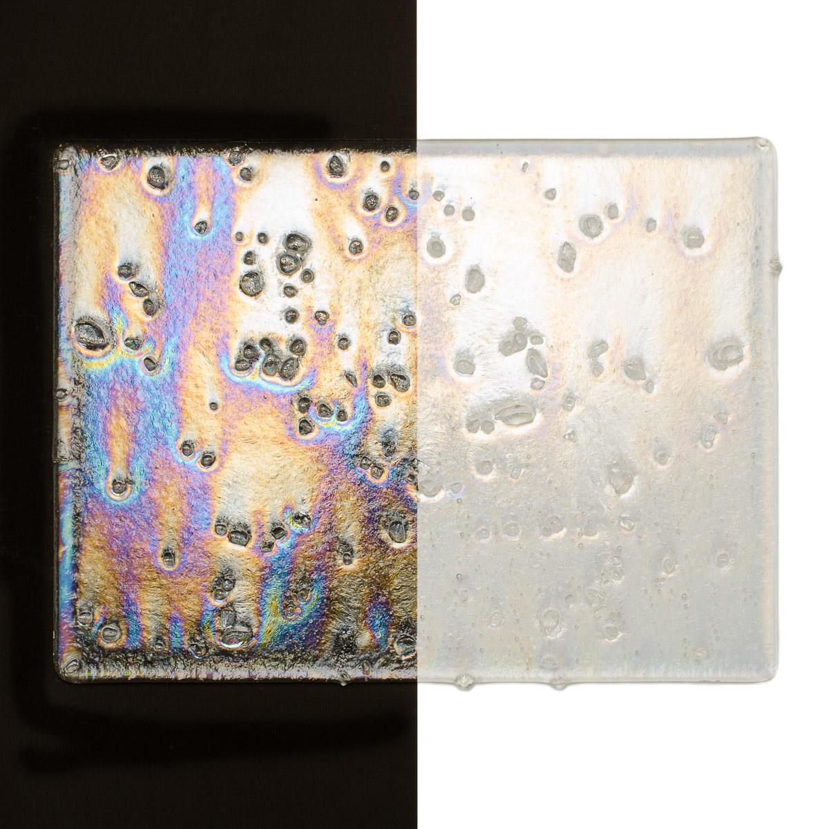 Clear with Clear Frit, Iridescent, Rainbow Clear Base Collage, Double-rolled, Iridescent, rainbow, 3 mm, Fusible - Image 2