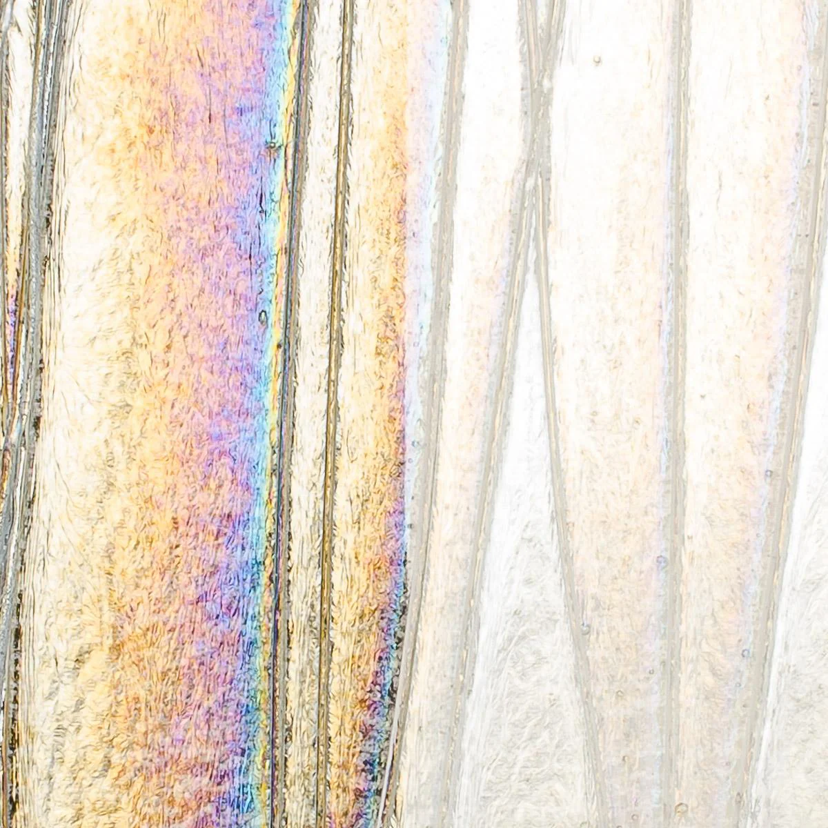 Clear with Clear Streamers Clear Base Collage, Double-rolled, Iridescent, rainbow, 3 mm, Fusible