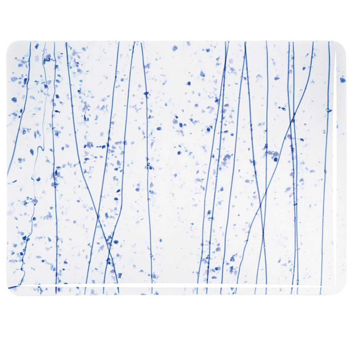 Cobalt Blue, Gray Blue, and Aqua Frit, Blue Streamers Clear Base Collage, Single-rolled, 3 mm, Fusible - Image 2