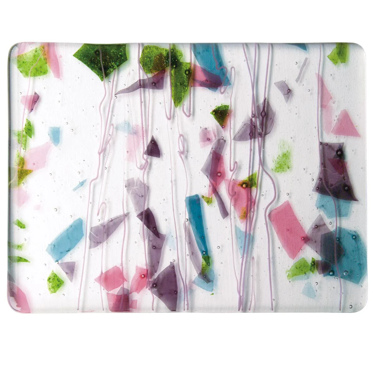 Deep Pink, Plum, Spring Green, Aqua (with Pink Streamers) on Clear Clear Base Collage, Single-rolled, 3 mm, Fusible - Image 2