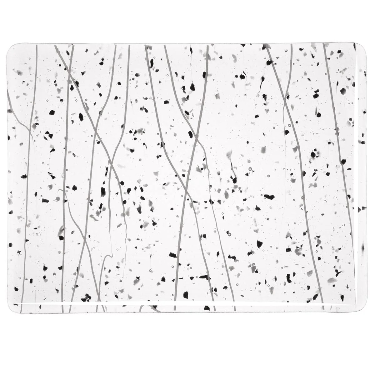 Gray and Black Frit, White Streamers Clear Base Collage, Single-rolled, 3 mm, Fusible - Image 2