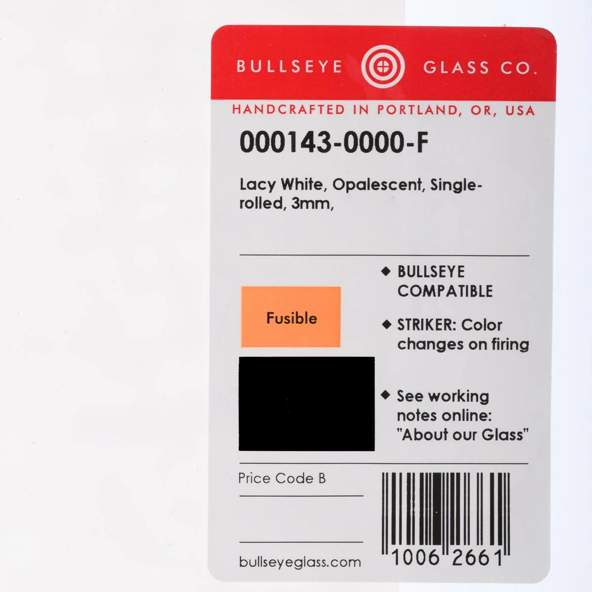 Lacy White Opalescent, Single-rolled, 3 mm, Fusible - Image 3