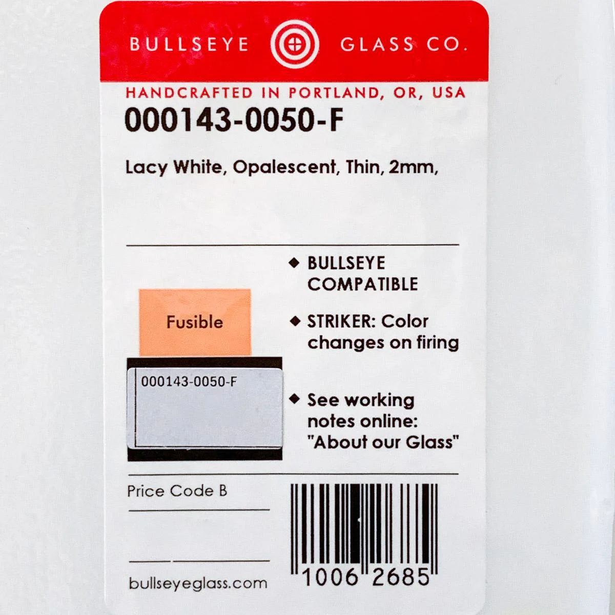 Lacy White Opalescent, Thin-rolled, 2 mm, Fusible - Image 4