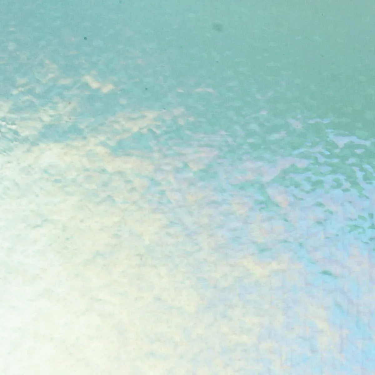 Light Aquamarine Blue Transparent, Double-rolled, Iridescent, rainbow, 3 mm, Color Sample, 2 x 2 in.