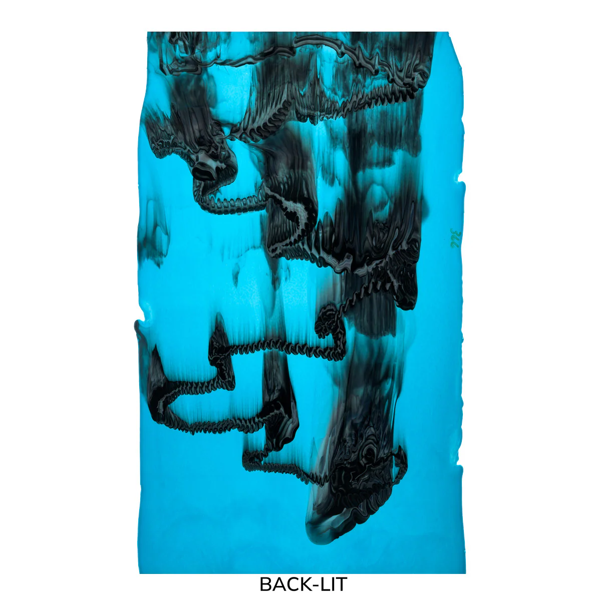 Light Cyan Opalescent, White Opalescent, Black Opalescent Graffiti, 3+ Color Mix, Double-rolled, 3mm, Fusible - Image 2