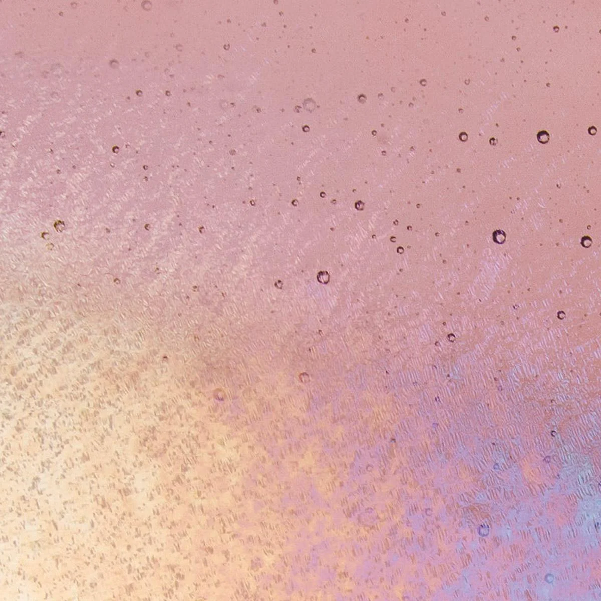 Light Plum Transparent, Double-rolled, Iridescent, rainbow, 3 mm, Color Sample, 2 x 2 in.