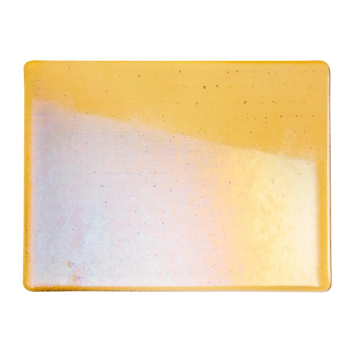 Medium Amber Transparent, Double-rolled, Iridescent, rainbow, 3 mm, Fusible - Image 2