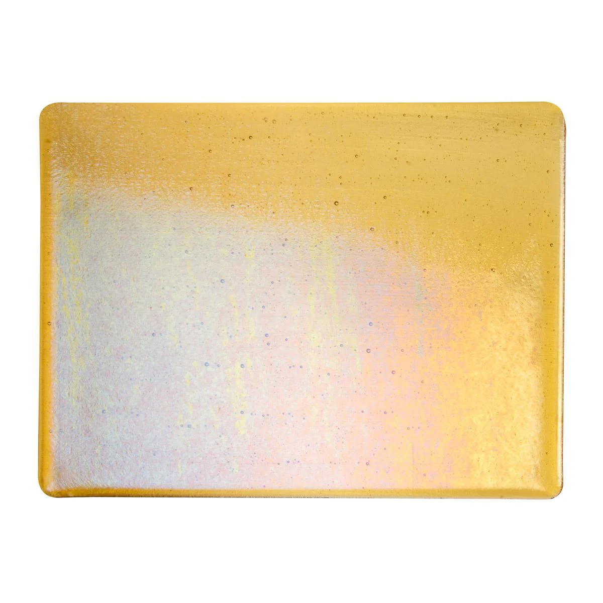 Medium Amber Transparent, Thin-rolled, Iridescent, rainbow, 2 mm, Fusible - Image 2