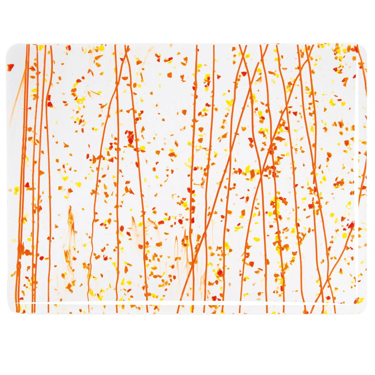 Red, Orange and Yellow Frit, Orange Streamers Clear Base Collage, Single-rolled, 3 mm, Fusible - Image 2