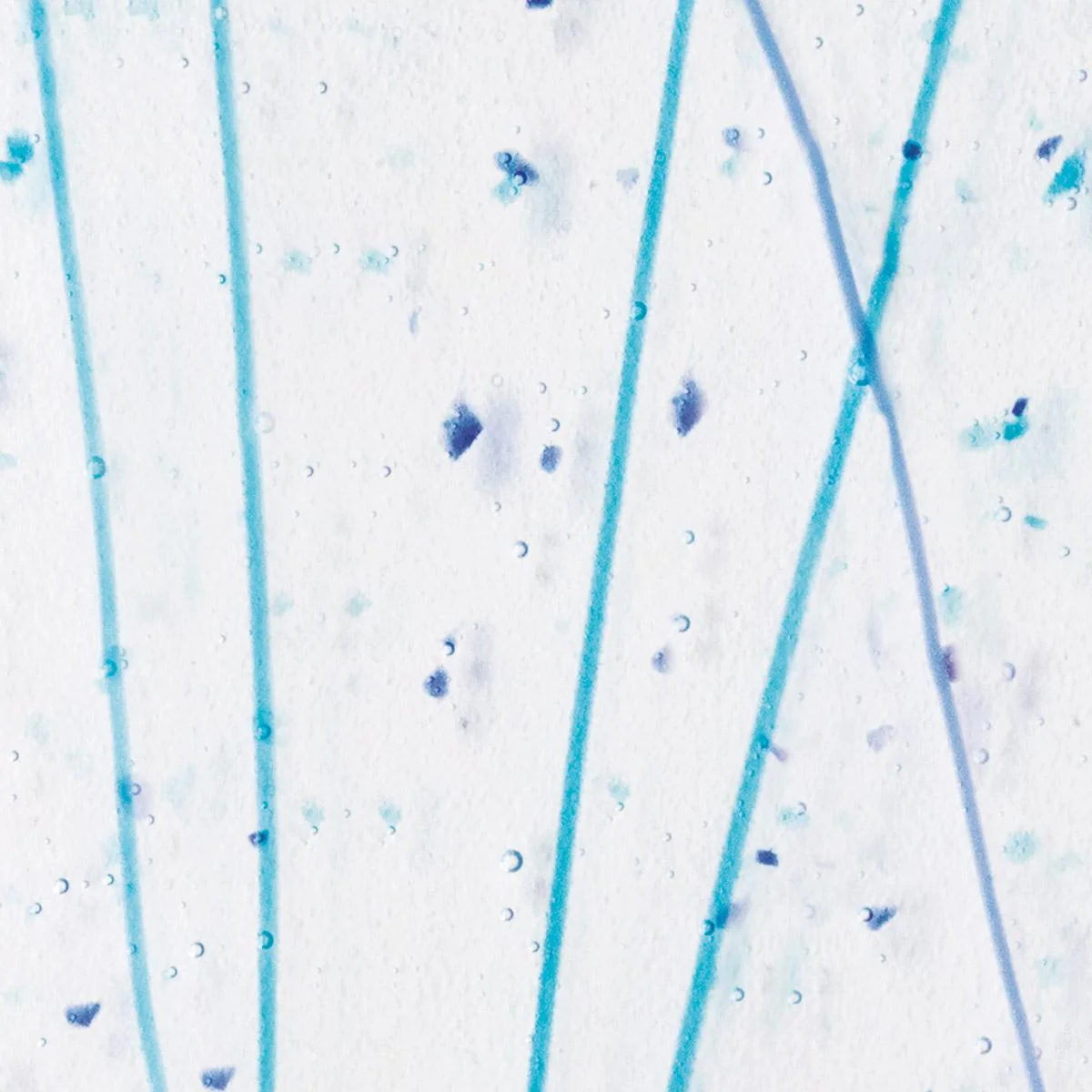 Royal Bl & Turq Frit, Cobalt Bl, & Turq Streamers Clear Base Collage, Single-rolled, 3 mm, Fusible