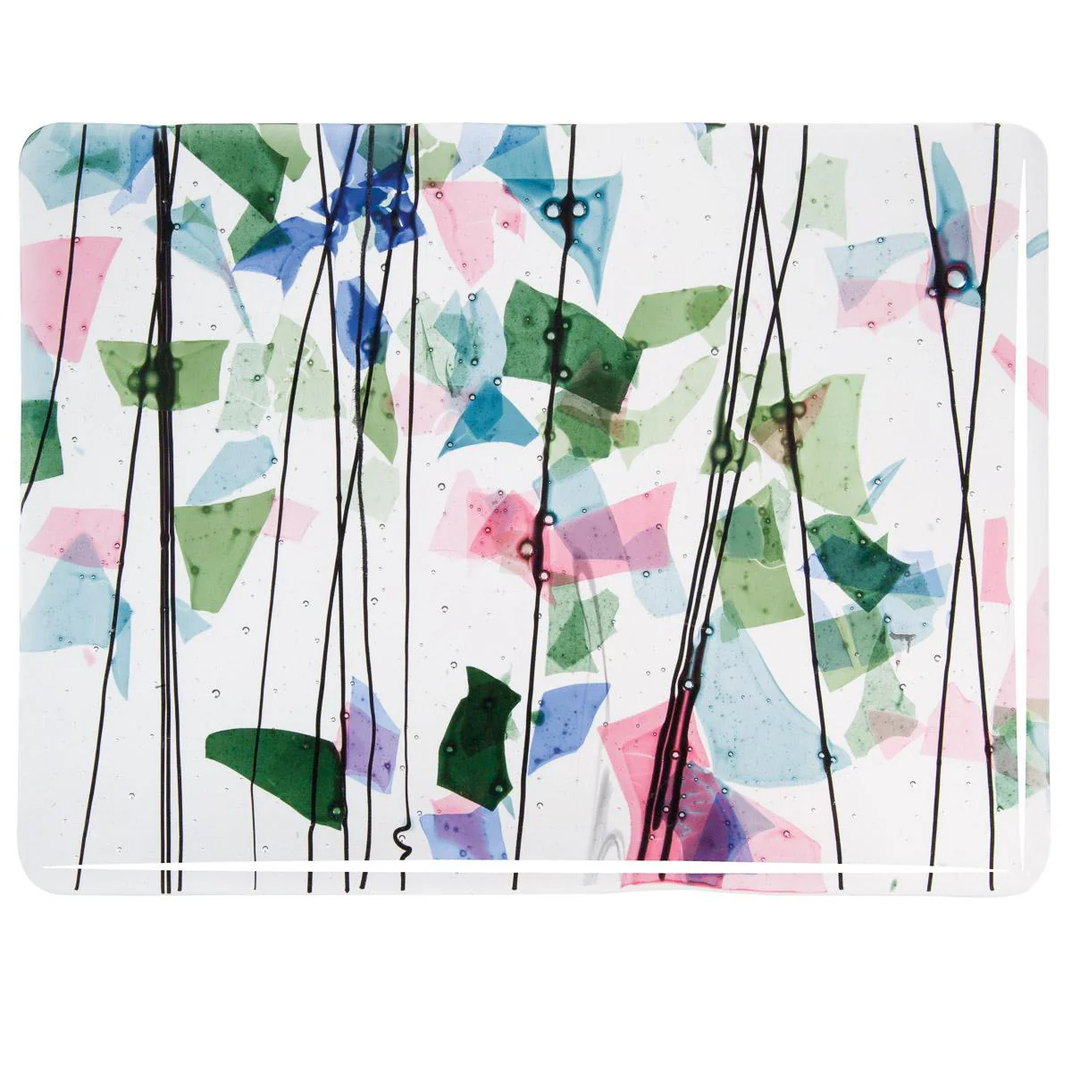 SPRING: Blue, Green, Aqua, and Pink on Clear Clear Base Collage, Single-rolled, 3 mm, Fusible - Image 2
