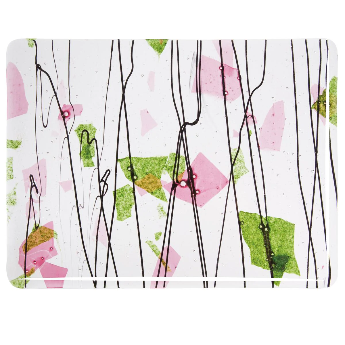 Spring Green and Deep Pink on Clear Clear Base Collage, Single-rolled, 3 mm, Fusible - Image 2