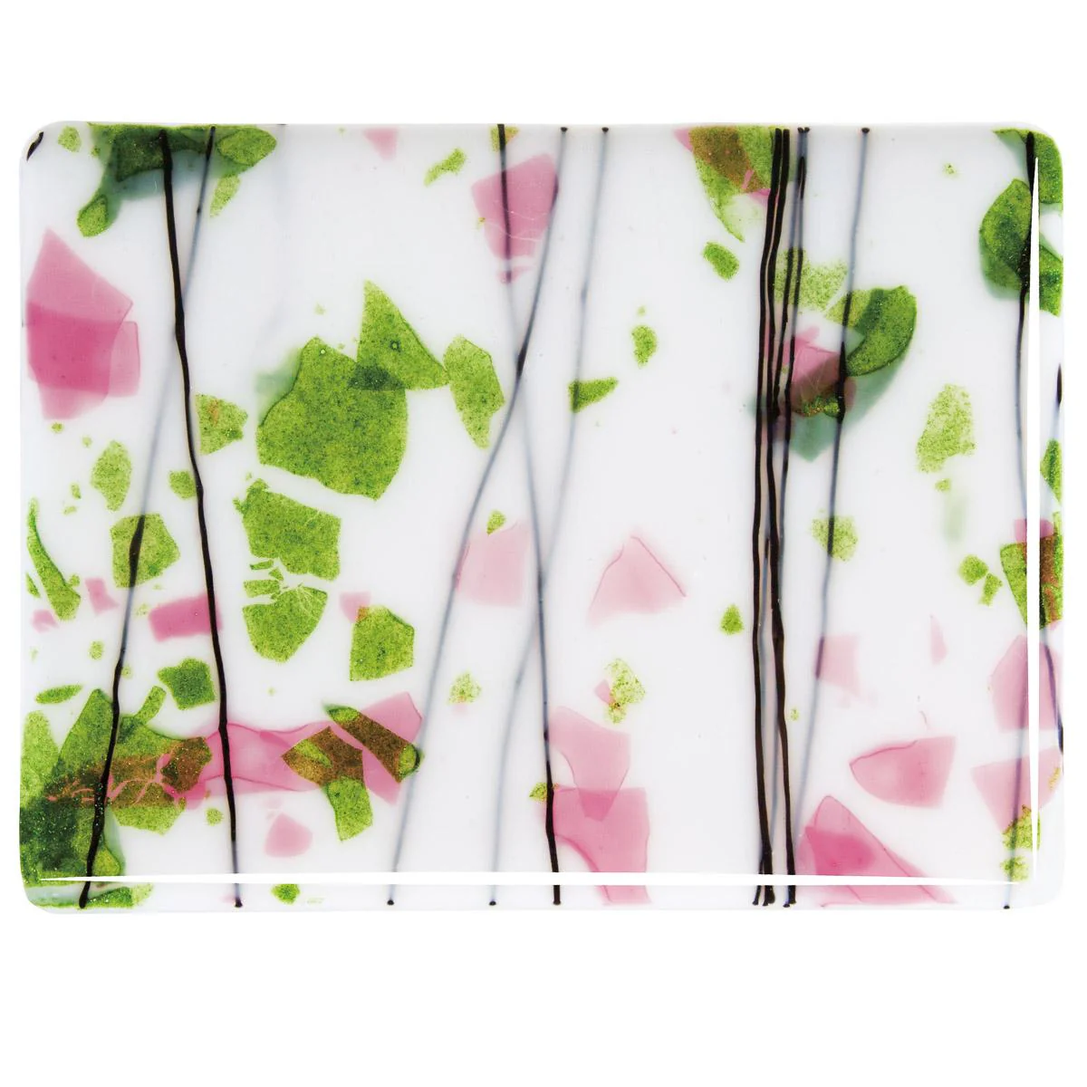 Spring Green and Deep Pink on White Lacy White Base Collage, Single-rolled, 3 mm, Fusible - Image 2
