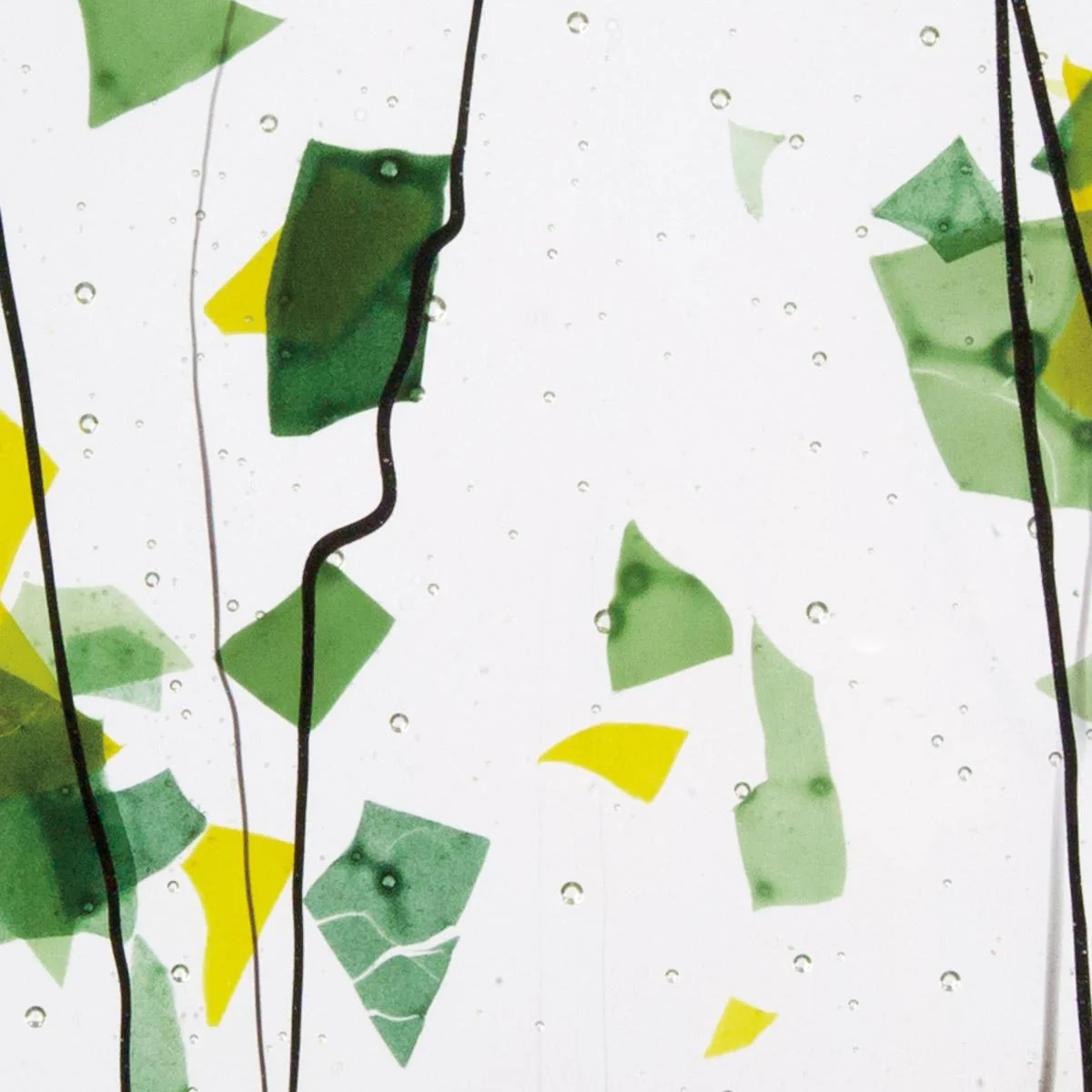 SUMMER: Green and Yellow on Clear Clear Base Collage, Single-rolled, 3 mm, Color Sample, 2 x 2 in.