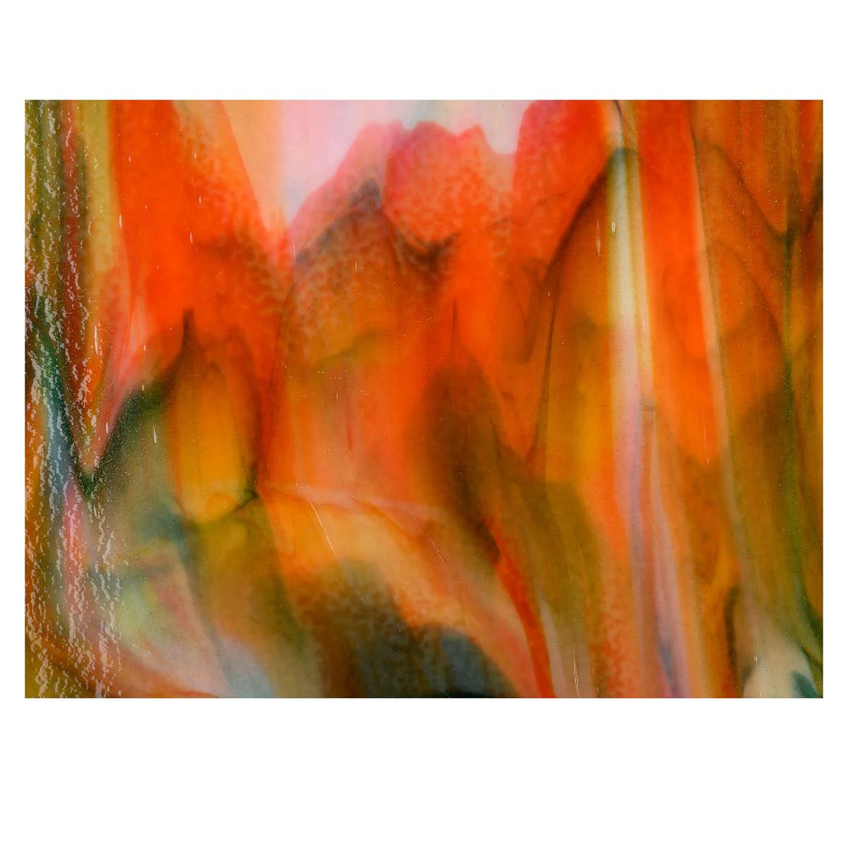 White, Orange Opalescent, Aventurine Green 3+ Color Mix, Double-rolled, 3 mm, Fusible - Image 3